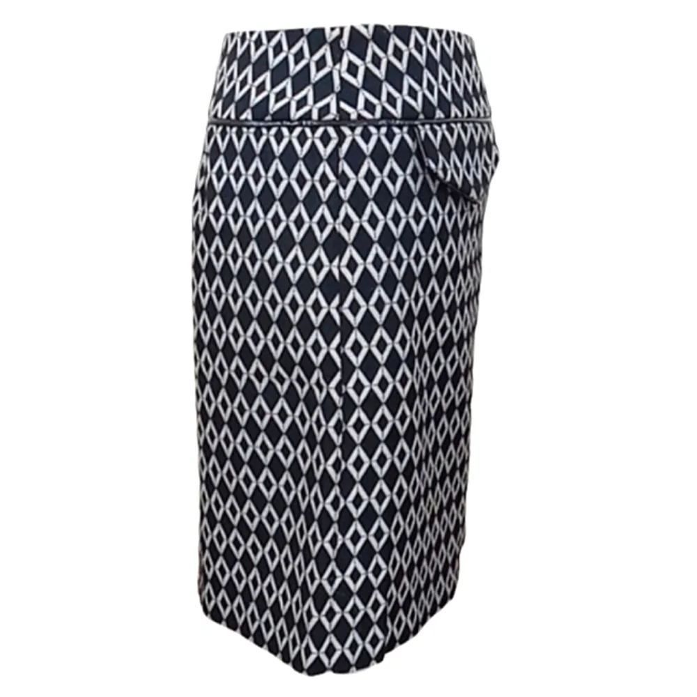 INC International Concepts Chainlink Skirt Black White Faux Leather Trim Sz 6 - Picture 6 of 12